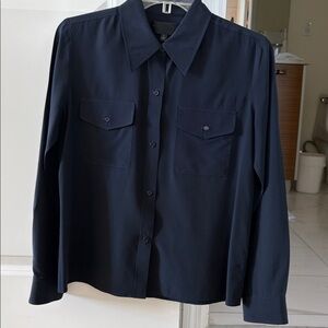 Nili Lotan Navy Button-Up Jacket